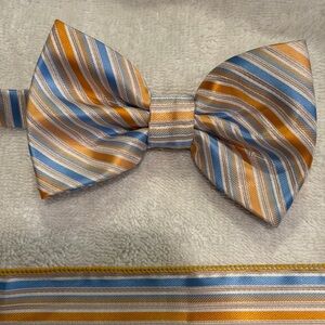 Striped Bow Tie in Blue and Orange